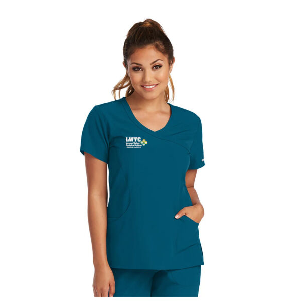 Medical Assisting Scrub Top | Mock Wrap | Women's Thumbnail